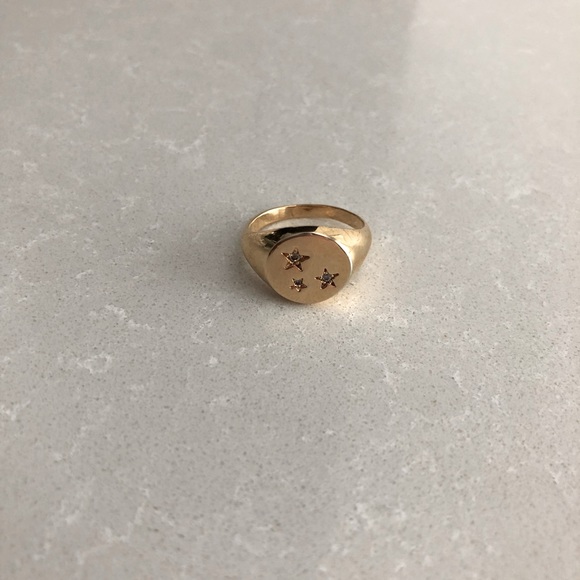 Jewelry - Gold Vermeil Signet Ring with Stars